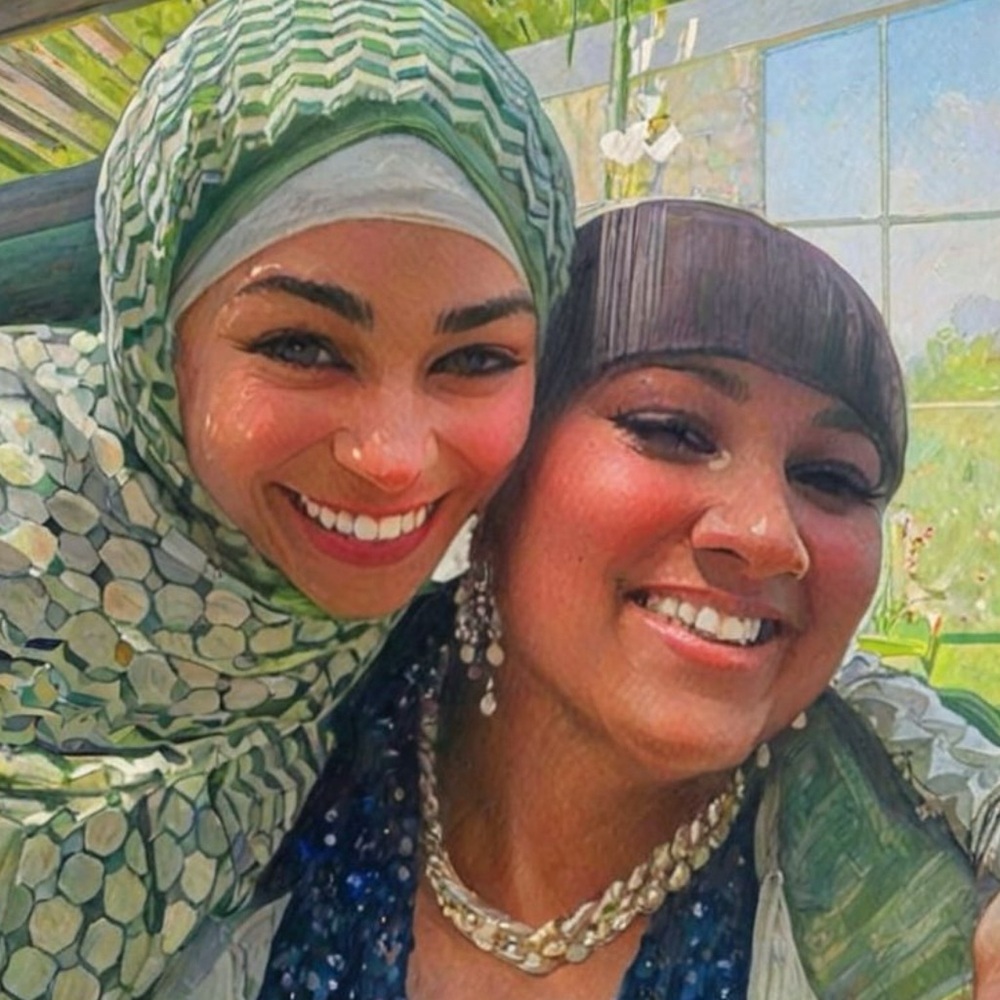 Green and White Patterned Hijab